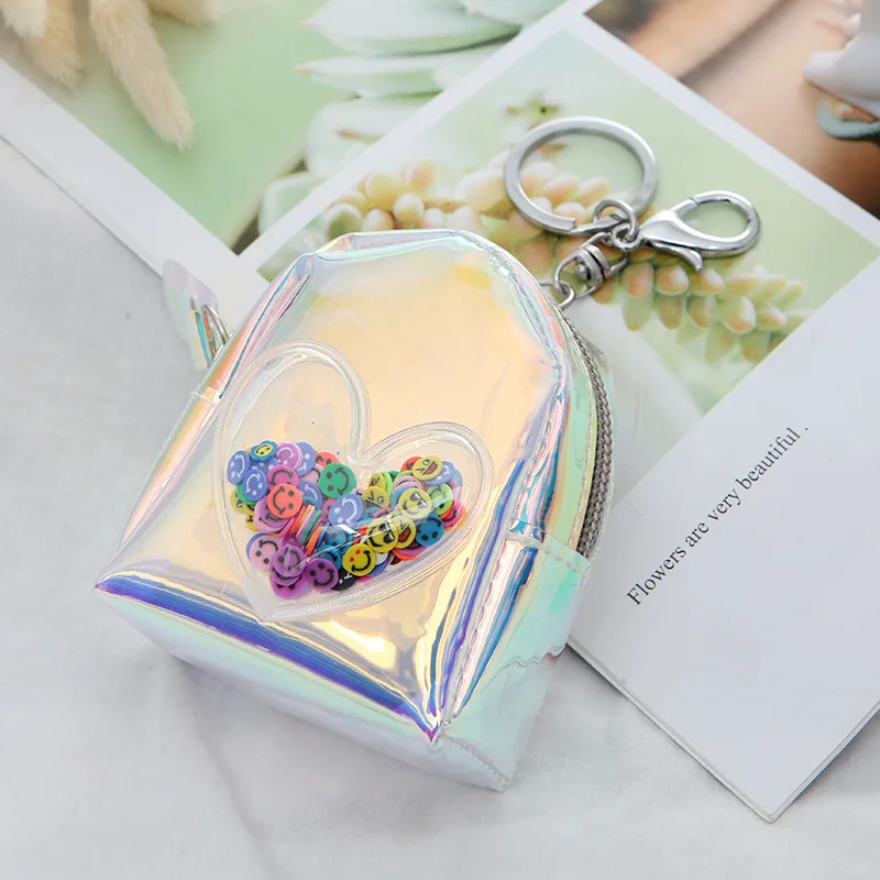 Cute Mini Laser Unicorn Printed Coin Purse Women Shell-shaped Square Bag PVC Clear Zipper Card short for girl | Багаж и сумки