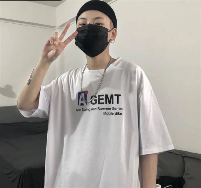 Новинка стильная Весенняя Футболка с принтом для мужчин уличная мода Harajuku повседневные мужские топы