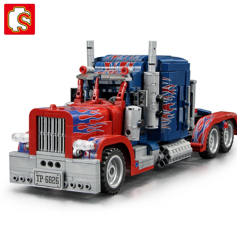 

SEMBO City High Tech Pull Back Long Head Truck Building Blocks Peterbilt Heavy Container Truck Bricks Gifts for Kids Boys