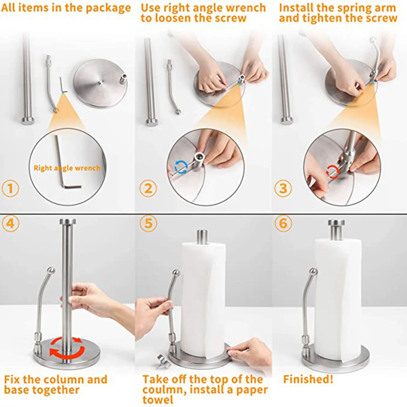 

Paper Towel Holder Stainless Steel Standing Paper Towel Organizer Roll Dispenser for Kitchen Countertop Home A1