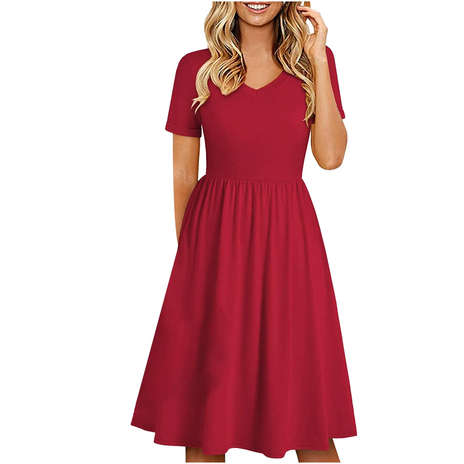 

40# Women Floral Print Pleated Dress Casual V-neck Short Sleeve Dresses For Women 2021 Vintage Elegant Summer Dress Vestidos