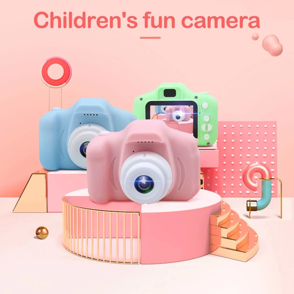 

HONTUSEC 1080P Rechargable Digital Mini Kids Camera Cartoon Cute Camera Toys 2 Inch Photography Props For Child Birthday Gift