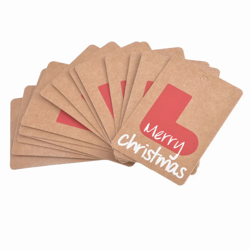 260pcs Merry Christmas Kraft Gift Tags Xmas Paper Hang Tag Card X-mas Packing Label Cards Party Decoration Stocking Rectangle | Дом и сад