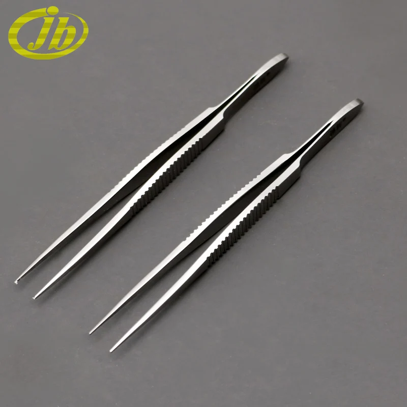 Ophthalmic forceps straight toothed 0.4mm stainless steel 9.5cm horizontal stripes tweezers ophthalmic instruments