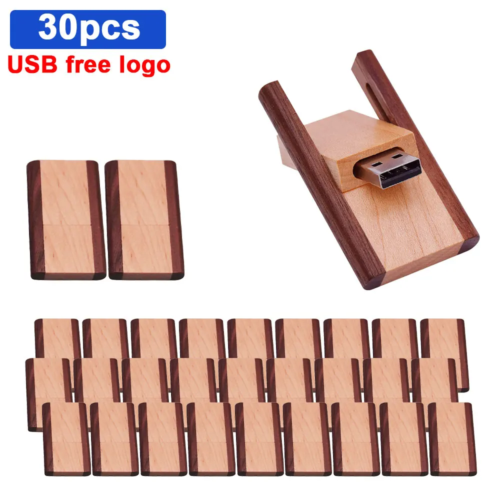 

30pcs/lot Maple Walnut wood cross style usb flash drive pen drive 4GB 8GB 16GB 32GB 64GB usb2.0 pendrive free logo