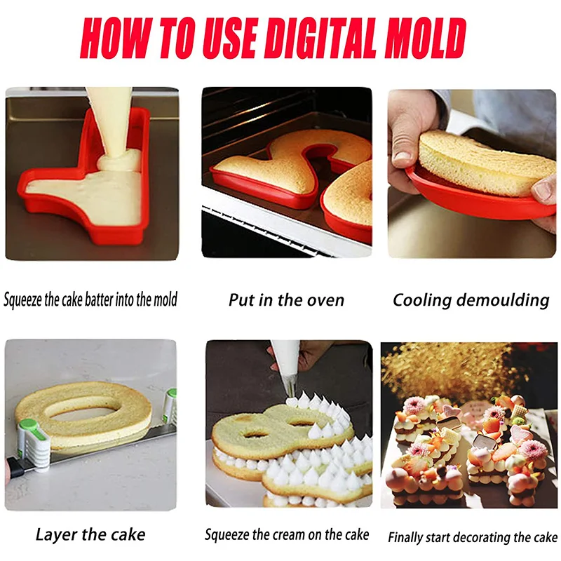 

10 Inch 0-9 Silicone Digital Cake Mold Arabic Number Cake Decoration Tools For Wedding Birthday Anniversary Baking Bakeware Pan