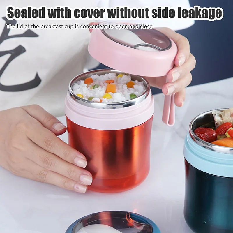 

Lunch Box Food Container with Spoon Stainless Steel Mini Thermal Vaccum Cup Soup Cup Insulated Lunch Box taza desayuno portatil
