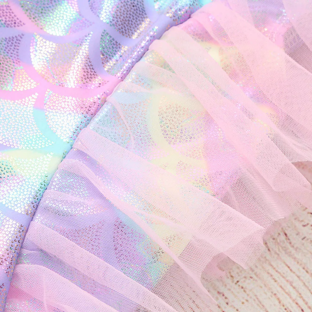 Летний купальный костюм с блестками и рюшами для маленьких девочек боди одежда