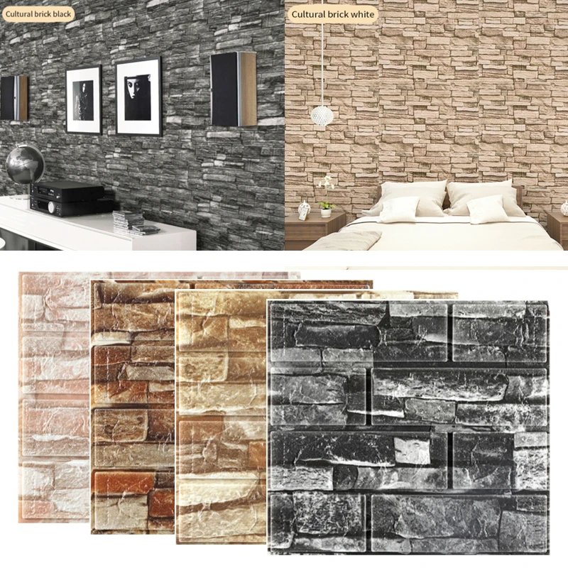 

3D Home Wallpaper DIY Self Adhesive Stone Brick Wall Paper Panels Home Decor Living Room Bedroom Bathroom Waterproof Wall Sticke