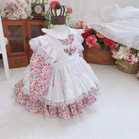 girls vintage embroidery floral apron dresses autumn kids girls long sleeve lolita princess dress party christmas maid outfit