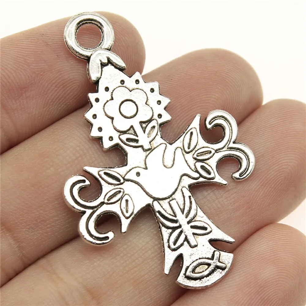 

2 шт. 46x30 мм подвеска с крестом голубя Иисуса рыбы модные ювелирные изделия