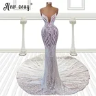 Elagant вечернее платье с глубоким V-образным вырезом, расшитое бисером, сверкающие жемчужины 2021, платье для выпускного вечера, официальное длинное платье для выпускного вечера, свадебное платье