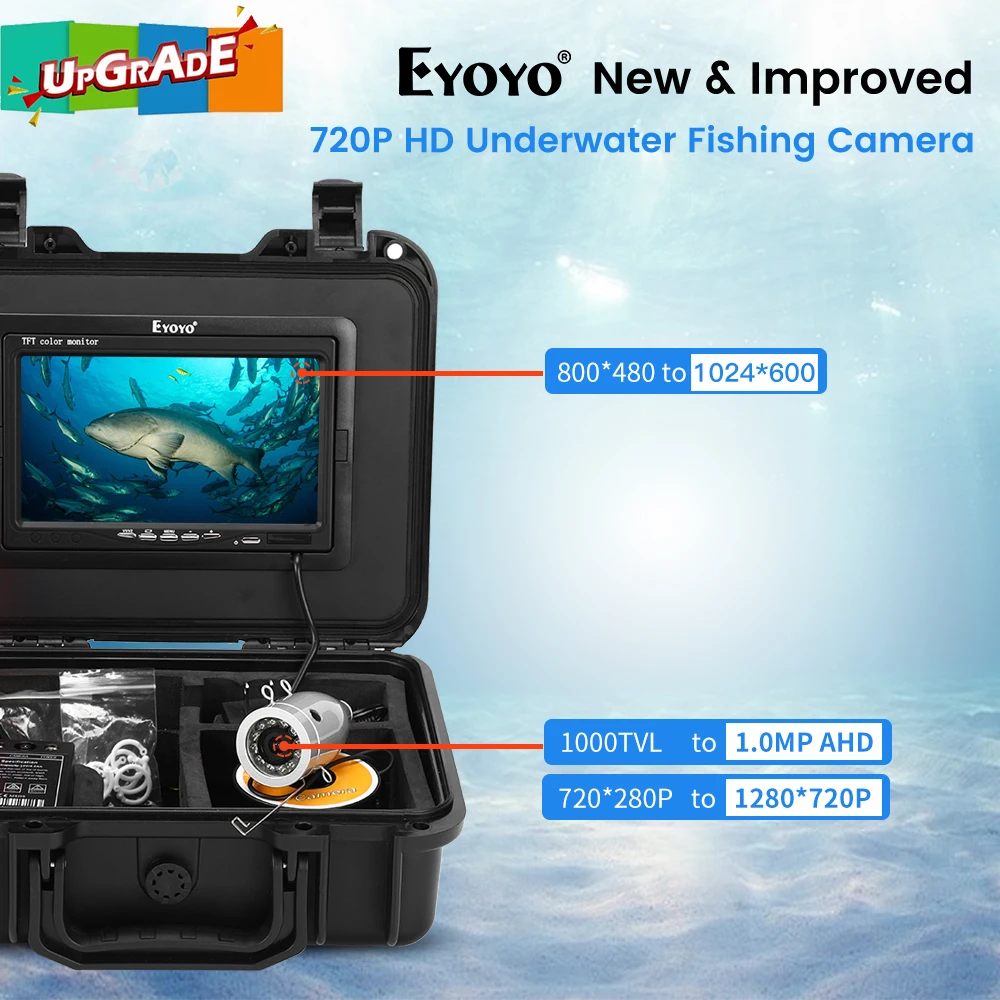 Eyoyo EF07HR 720P 7 дюймов 30 м 8 Гб DVR IP68 инфракрасная подводная рыболовная камера