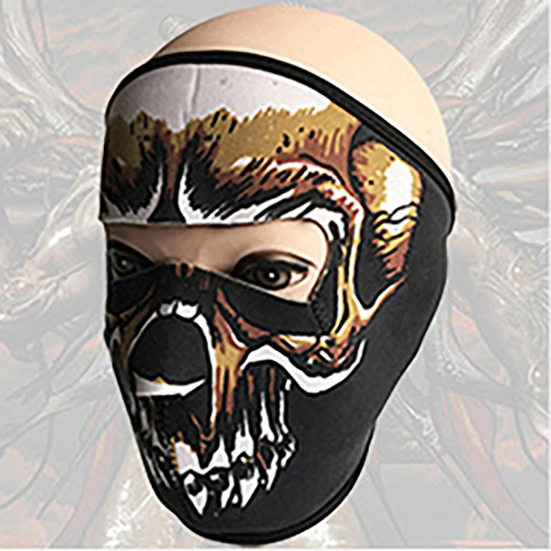 

Novelty Masked Riding Ski Hat Waterproof fabric cap Adjustable Velcro Ghost Face Full Face Mask Horror Skull Game Keep warm Mask