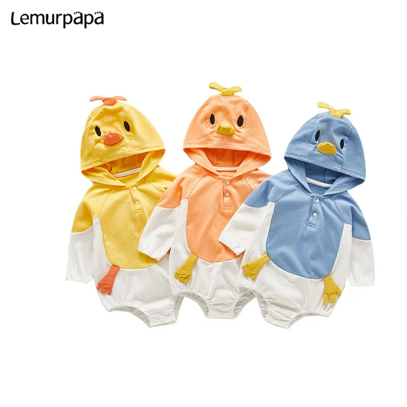 

2021 детская одежда, комбинезон, Осенний женский комбинезон, Мягкая Милая утка, милые теплые хлопковые наряды для малышей