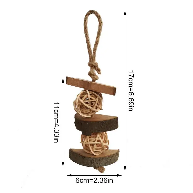 

Wooden Bird Hanging Toy Natural Wood Interactive Parakeet Chew Toy Interactive Parrot Perch Toy For Small Animal Bird Supplies