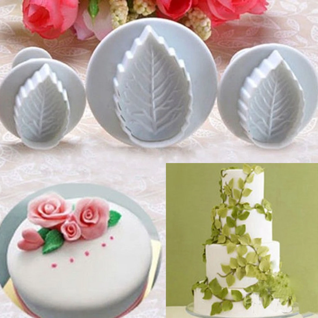 3 шт лист формы DIY белый пластиковый печенья торт Плунжер бисквит Фондант Резак