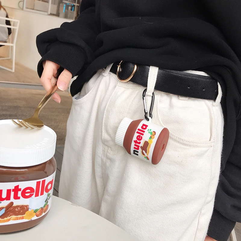 Nutella Hazelnut sauce Canned case For airpods Silicone Cover Case Cute Earphone 3D Headphone Protective |