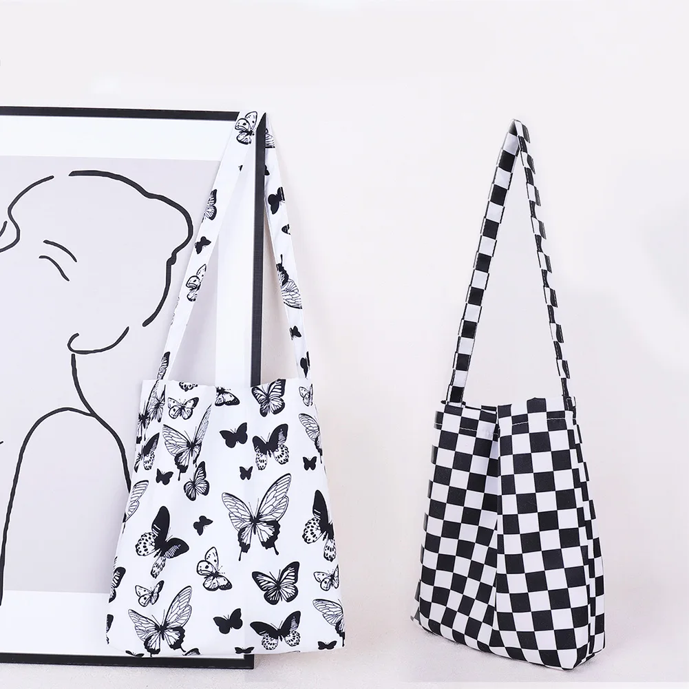 

2021 New Vintage Women Printing Canvas Shoulder Shopping Bag Casual Ladies Tote Simple Art Canvas Bag Shoulder Bag