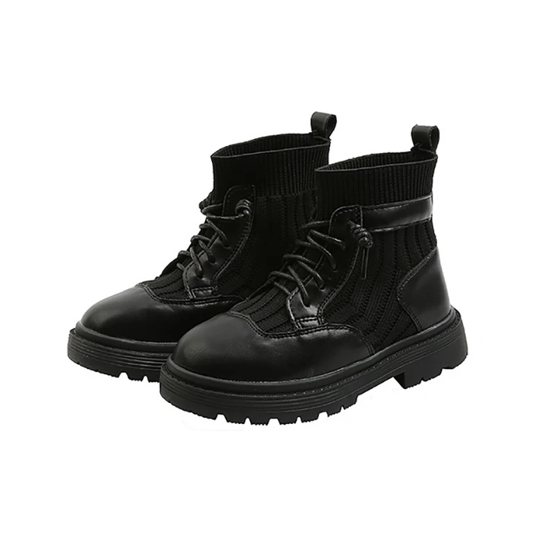 

2020 Dolakids knitting shoes girl's Martin boots 2020 autumn new children's boots fashion children's ankle boots leather shoes