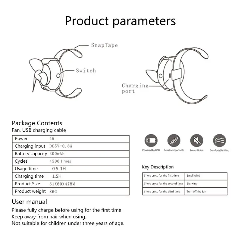 

Mini Cartoon Watch Shaped Handheld Fan Creative Air Conditioning Fan Student Summer Fan for Reading Travel Camping