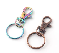 rainbow key ring keychain with swivel clasp claw lobster spring hook handbag trigger clasp purse snap clasps hardware making