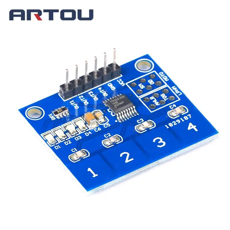 TTP224 сенсорный выключатель ЦИФРОВОЙ 4 КАНАЛЬНЫЙ емкостный модуль для Arduino|Датчики|