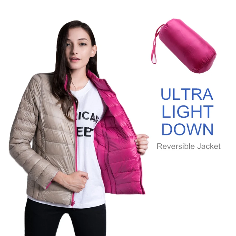 

NewBang 4XL Down Jacket Women Ultra Light Down Jacket Women Feather Double Side Windbreaker Reversible Lightweight Coat Parks