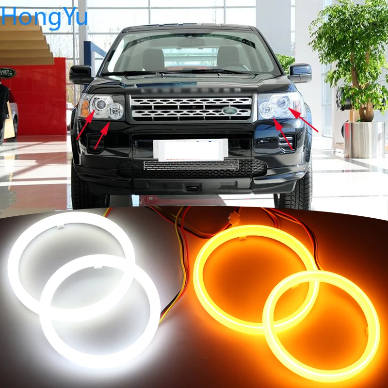 

for Land Rover Freelander 2 2007 - 2012 Xenon Headlight Cotton Switchback LED Dual Color Angel Eye White Amber turn signal light