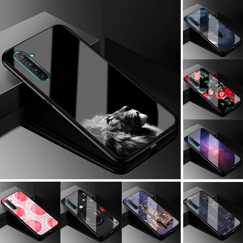 For OPPO Realme X2 Case RealmeX2 PC Plastic Glass Phone Case Black TPU Bumper Cover for OPPO Realme X2 X 2 Realme XT Cover Cases