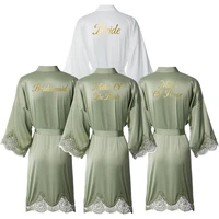 women new matt satin robe with lace trim bridesmaid bride robes bathrobe wedding bridal robe bathrobe sleepwear