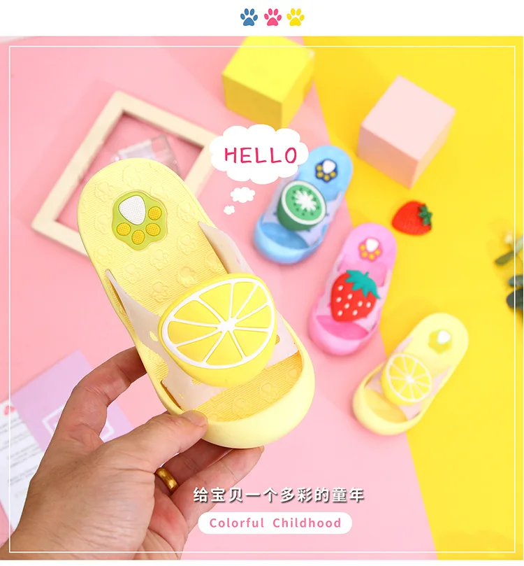 Детские тапочки для мальчиков и девочек Обувь с рисунком кролика фруктов