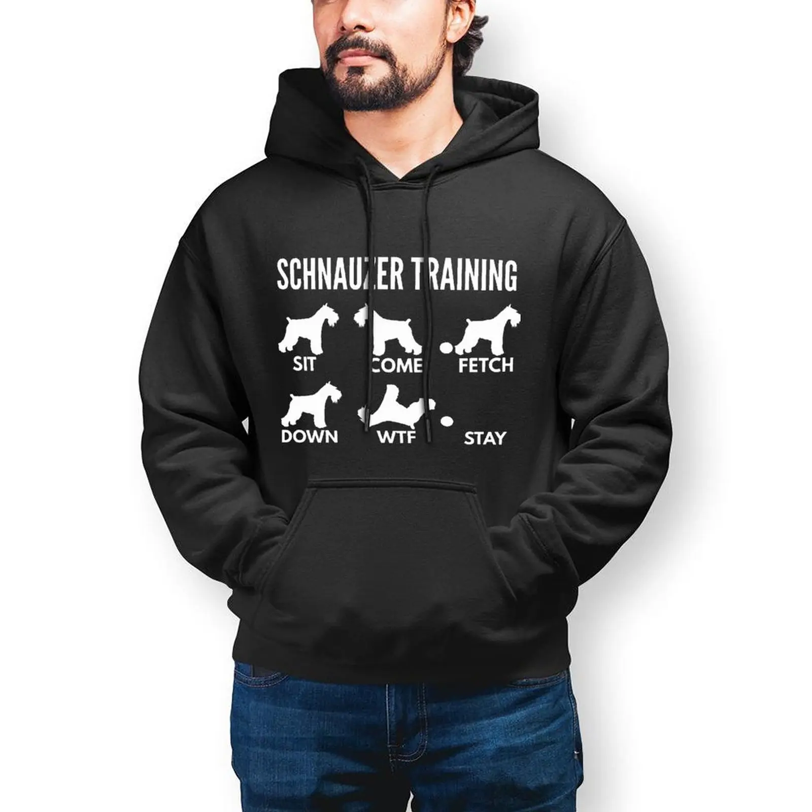 

Schnauzer Hoodies Warm Cotton Hoodie Popular Streetwear Long Pullover Hoodie Mens XXL