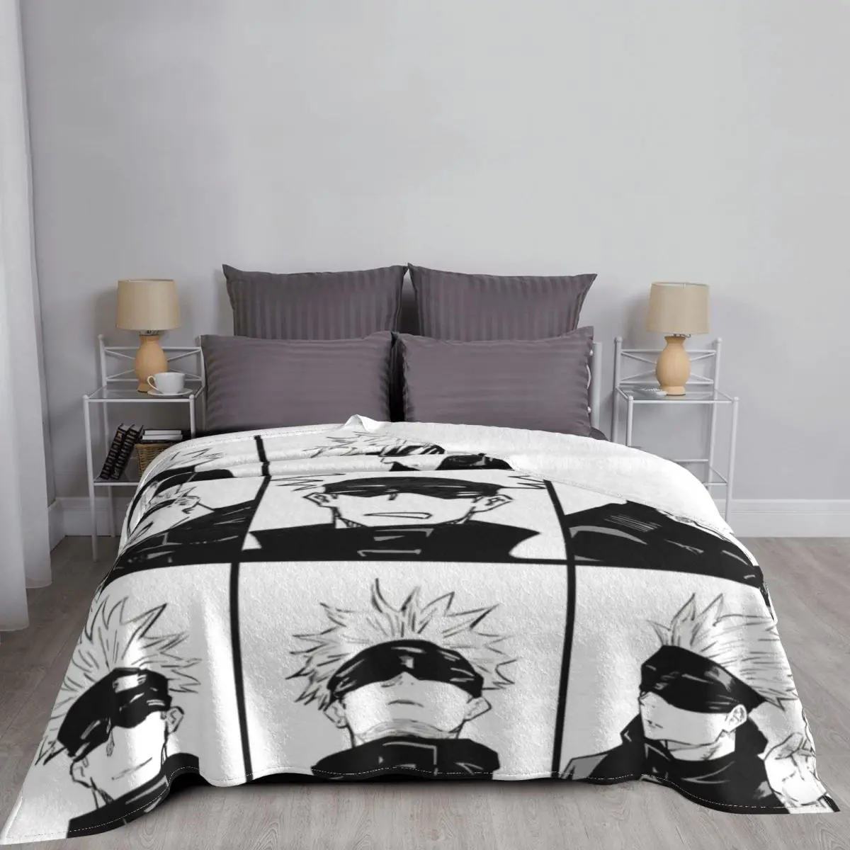 Одеяла Gojo Satoru коралловый флис плюшевые летние пледы в клетку супер теплые Пледы