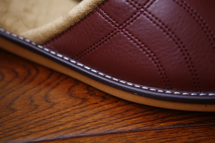 Зимние домашние тапочки из искусственной кожи для пар Женская Нескользящая