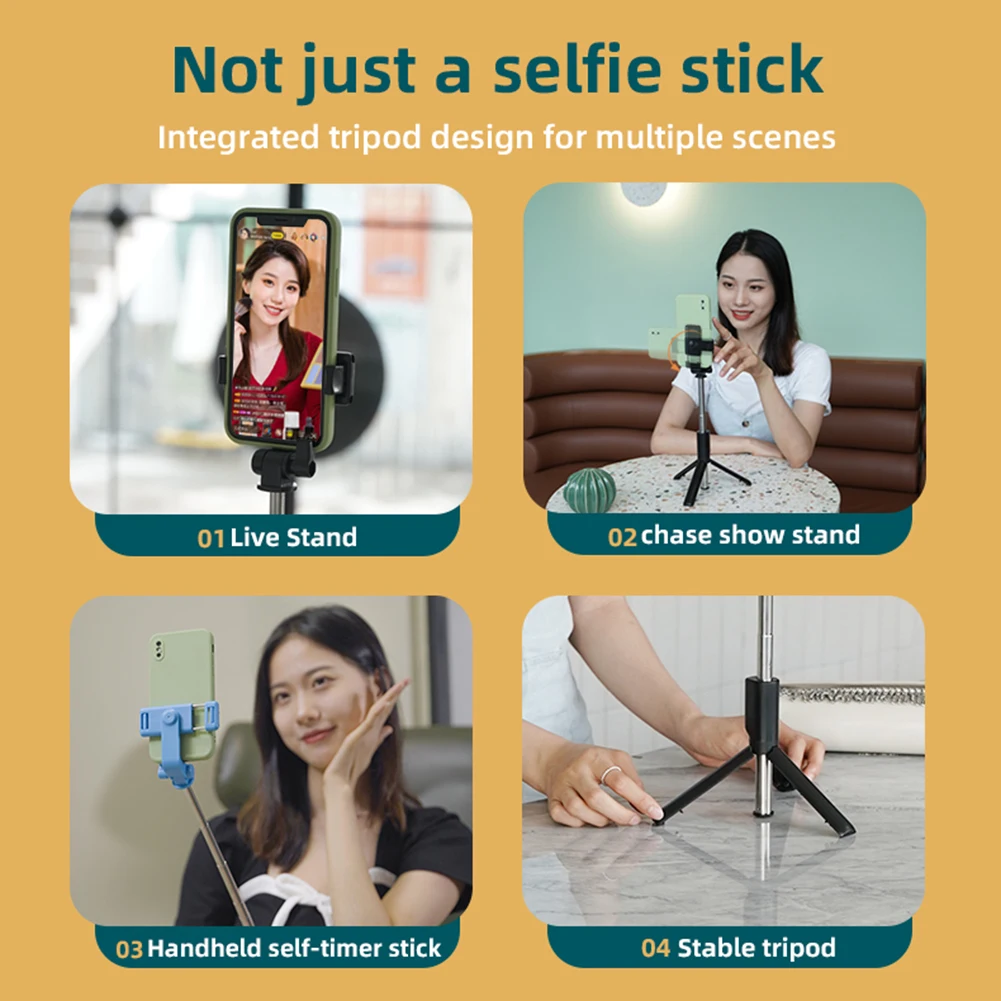 

Wireless Bluetooth Selfie Stick Aluminium Alloy Extendable Handheld Monopod Live with Base for Smartphone with Stand