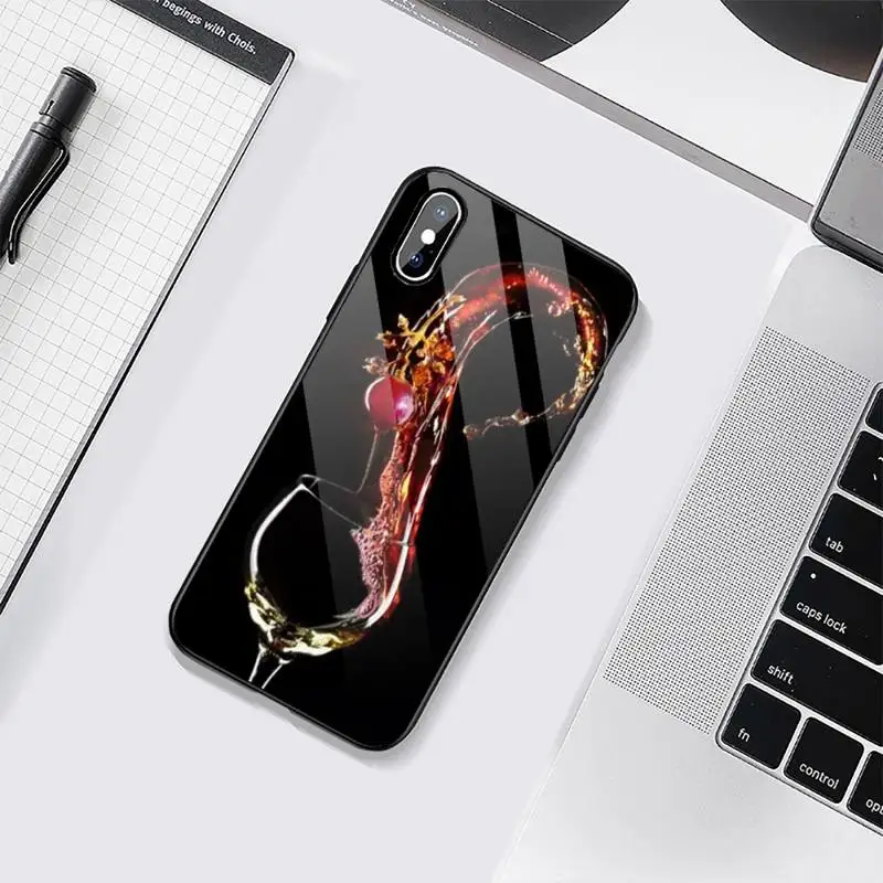 

Drinking Beer Wine Phone Case Tempered glass For iphone 6 6S 7 8 plus X XS XR 11 12 mini PRO MAX