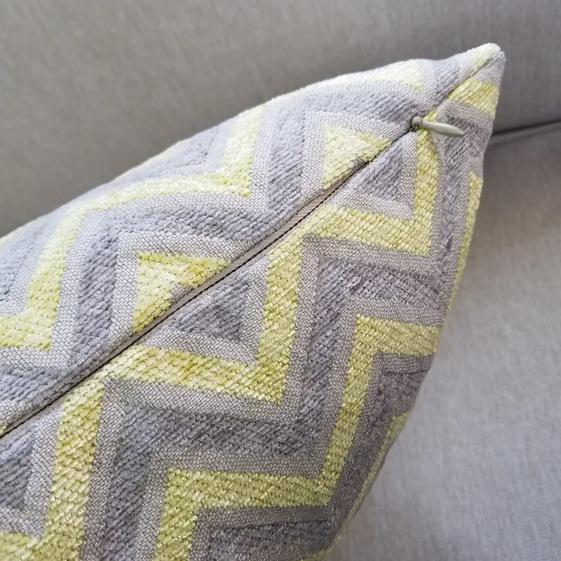 Современные Геометрические желтый серый зигзаг синель тканые жаккардовые