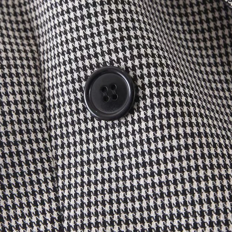 Женский твидовый пиджак с V образным вырезом в клетку|Женские пиджаки| |