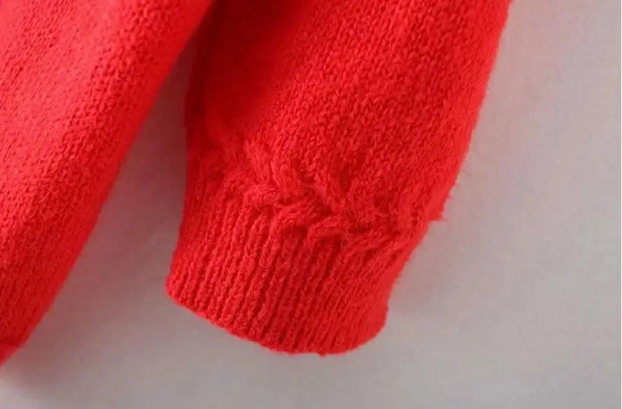 Женский трикотажный кардиган с пуговицами красный свитер пупком и коротким