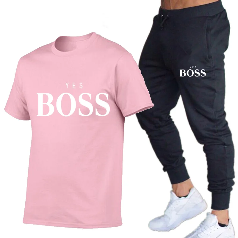 

2021 Men's Brand Printed Sportswear Suit Pure Cotton Quick-drying Gym Fitness Running Wear Fashion Short-sleeved T-shirt+