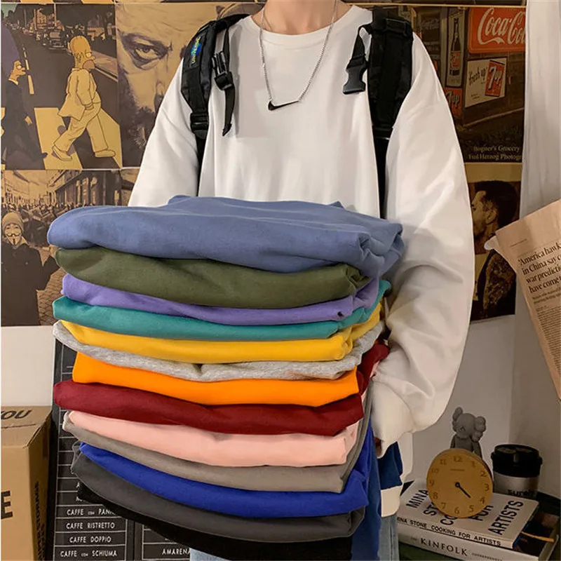 

Spring Autumn Hoodies Men Sweatshirts Cotton Harajuku Solid Color Hip Hop Streetwear Hoody Man's Clothing Casual Pullover Tops
