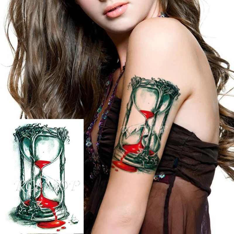 Waterproof Temporary Tattoo Sticker Hourglass Bleeding Red Liquid Tree Patterns Fake Flash for Girl Women Men | Красота и здоровье
