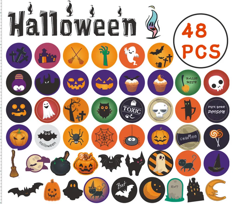 96 шт. 3 8 мм бумага для украшения Хэллоуина тыква призрак кошка паутина ручная