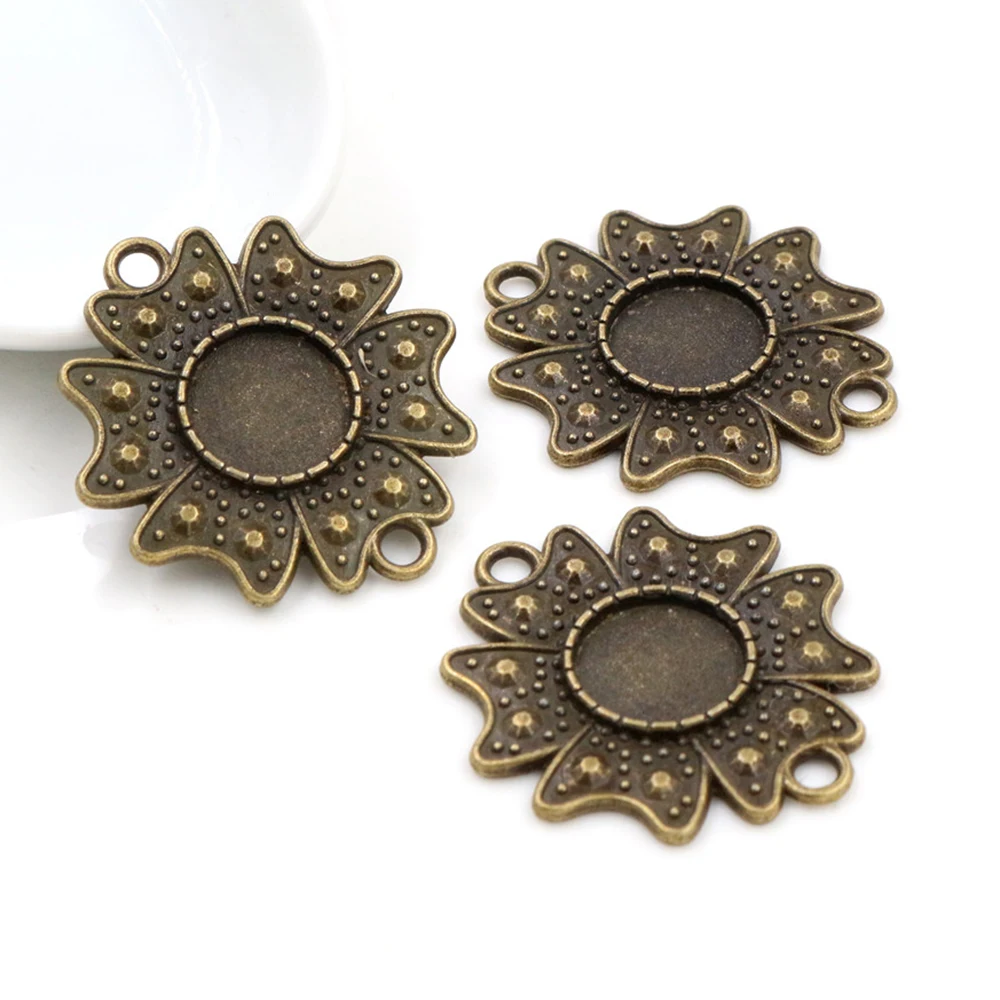 8 шт 12 мм Внутренний размер Античная Посеребренная бронза контактный стиль