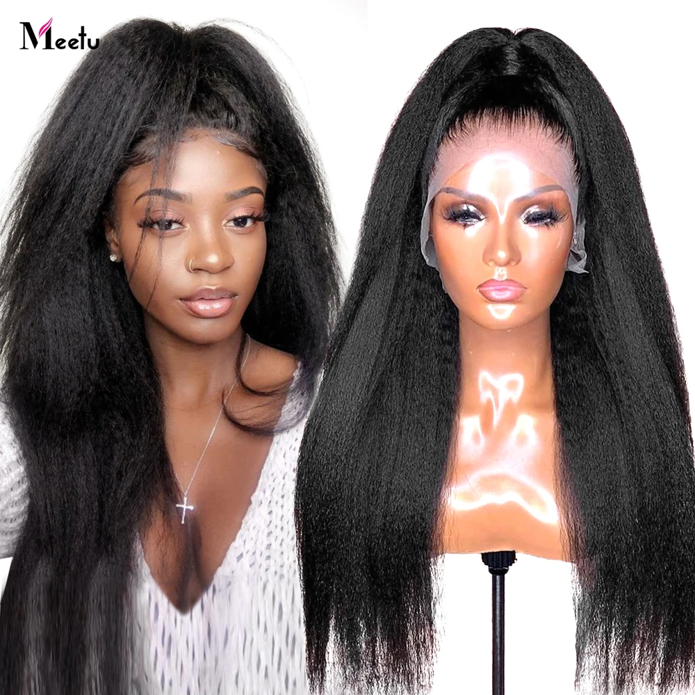 

Kinky Straight WIg Meetu 5x5 Lace Closure WIg HD Transparent Lace Frontal Wig Yaki Human Hair WIgs for Women PrePlucked Lace Wig