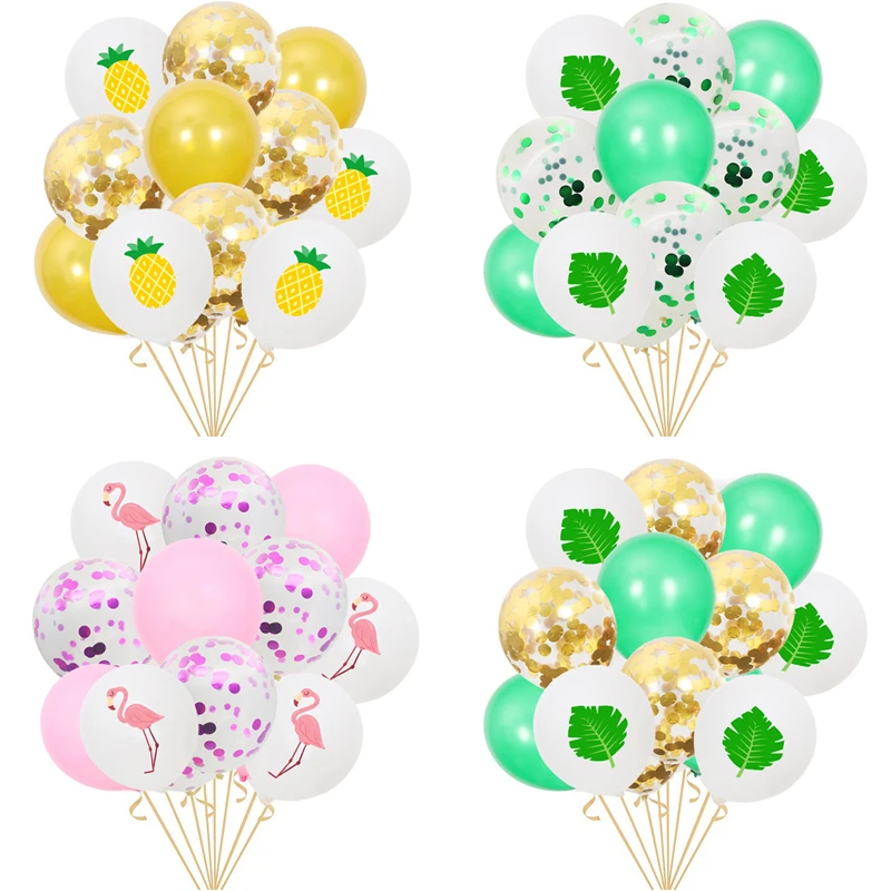 15 шт. латексные воздушные шары с принтом в виде фламинго и Золотых