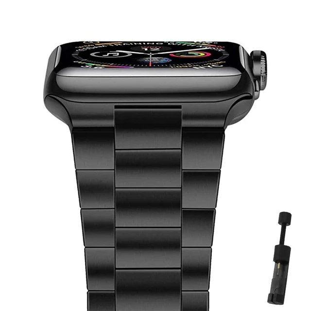 

Ремешок из нержавеющей стали для Apple Watch series 7 6 5 4 3, металлический браслет для Apple Watch 45 мм 41 мм 38 мм 40 мм 42 мм 44 мм, аксессуары