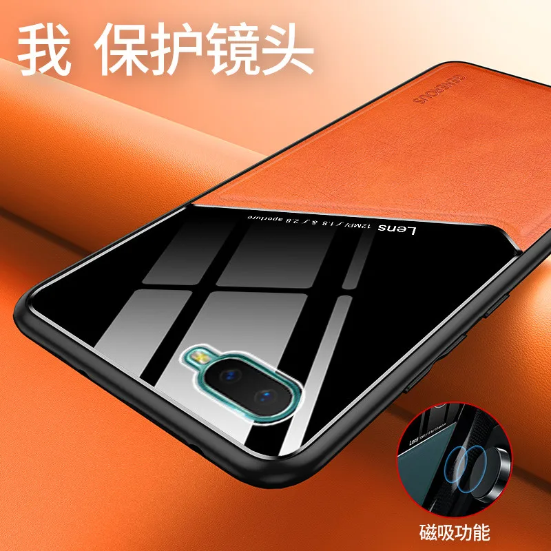 build in car magnetic case for oppo realme 7 c25 q2i q2 q3 pro soft frame leather glass mix phone cover for oppo k1 k5 k7 cases free global shipping