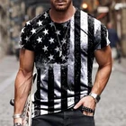 Американский флаг печати мужская повседневная одежда с О-образным вырезом, модная одежда размера плюс мышцы уличная летняя футболка 2021